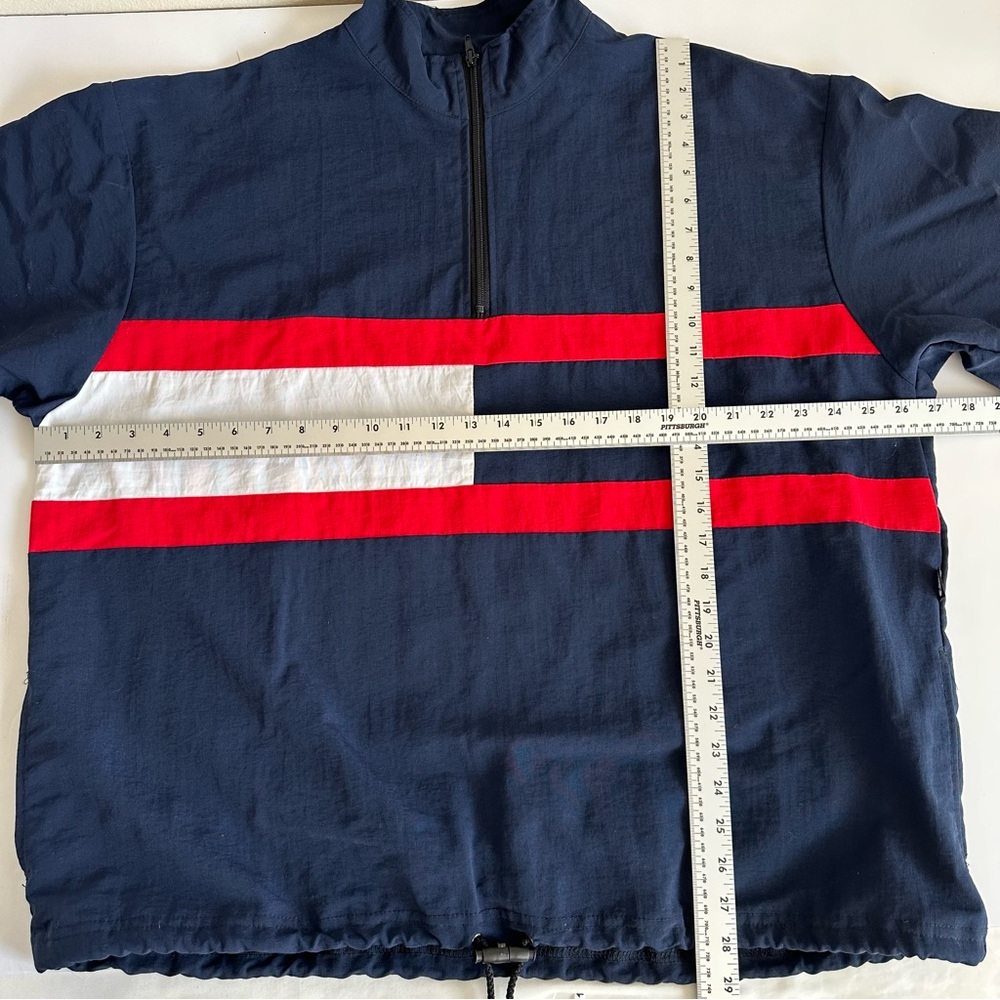 VTG Surf Style Mens Pullover 1/4 Zip Windbreaker Blue White Red L/XL Made USA - Picture 6 of 6